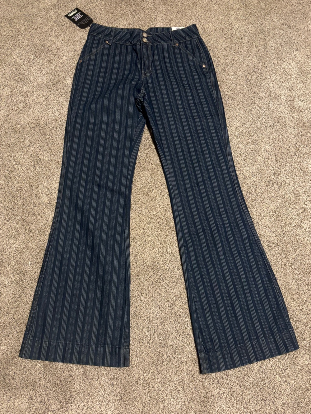 Striped Navy Flare Jeans for Women
